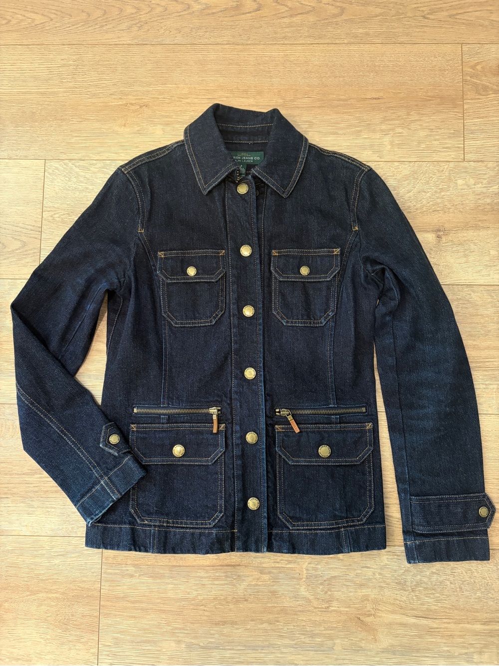 Ralph Lauren LRL Denim Utility Field Jacket Dark Wash Size Small